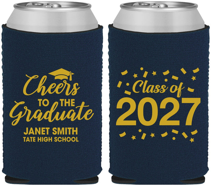 Custom Graduation Neoprene Can Coolers - Class Of 2027 Cheers Graduate | 130021