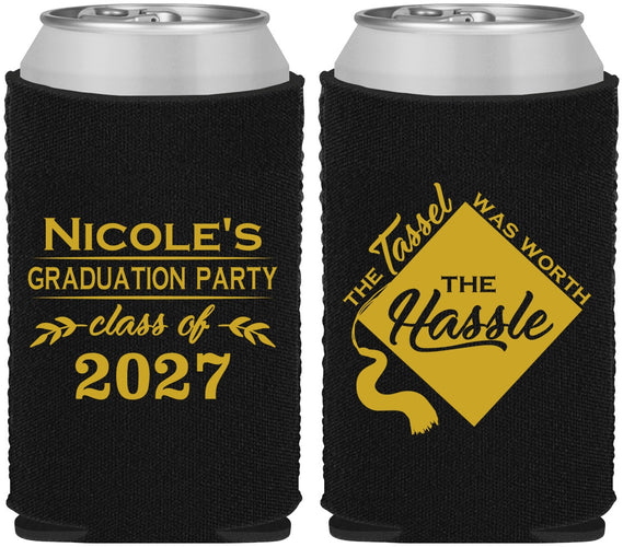 Custom Graduation Neoprene Can Coolers - Class Of 2027 Tassel Hassel | 130032