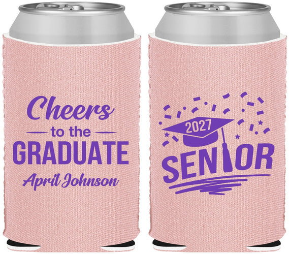 Custom Graduation Neoprene Can Coolers - Class Of 2027 Cheers Graduate | 130035