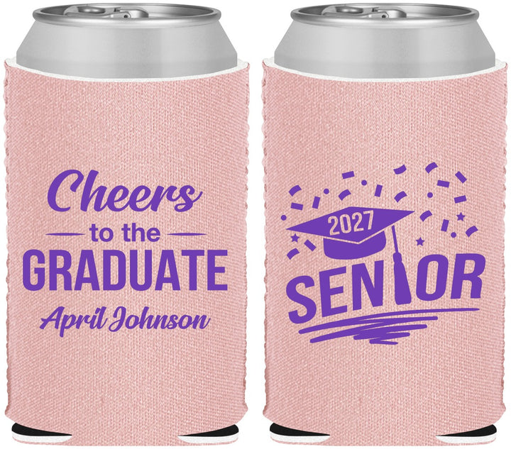 Custom Graduation Neoprene Can Coolers - Class Of 2027 Cheers Graduate | 130035