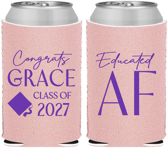 Custom Graduation Neoprene Can Coolers - Class Of 2027 Educated Af | 130040