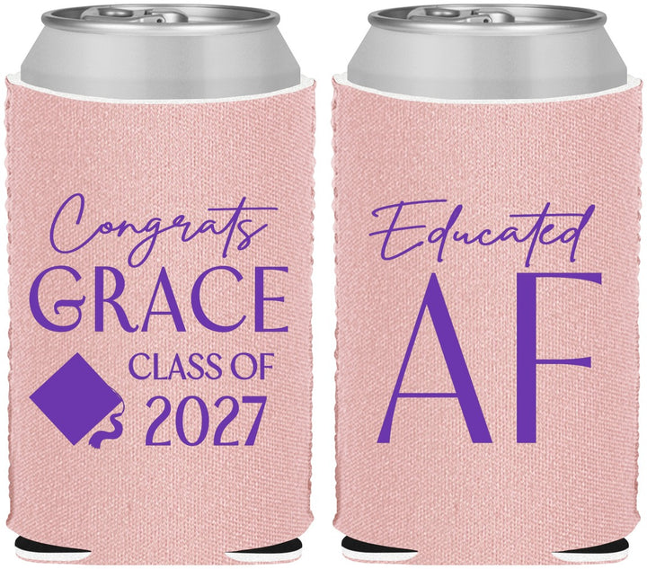 Custom Graduation Neoprene Can Coolers - Class Of 2027 Educated Af | 130040