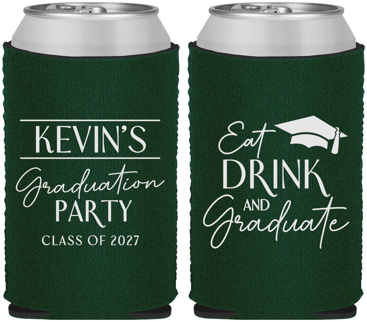 Custom Graduation Neoprene Can Coolers - Class Of 2027 Eat Drink Graduate | 130043