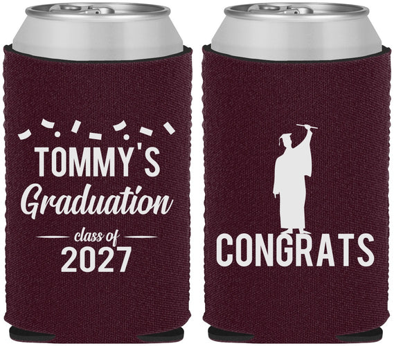 Custom Graduation Neoprene Can Coolers - Class Of 2027 Congrats | 130046