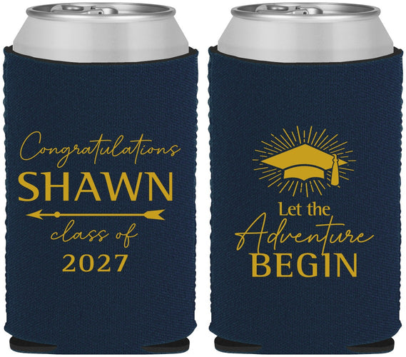 Custom Graduation Neoprene Can Coolers - Class Of 2027 Adventure Begin | 130048