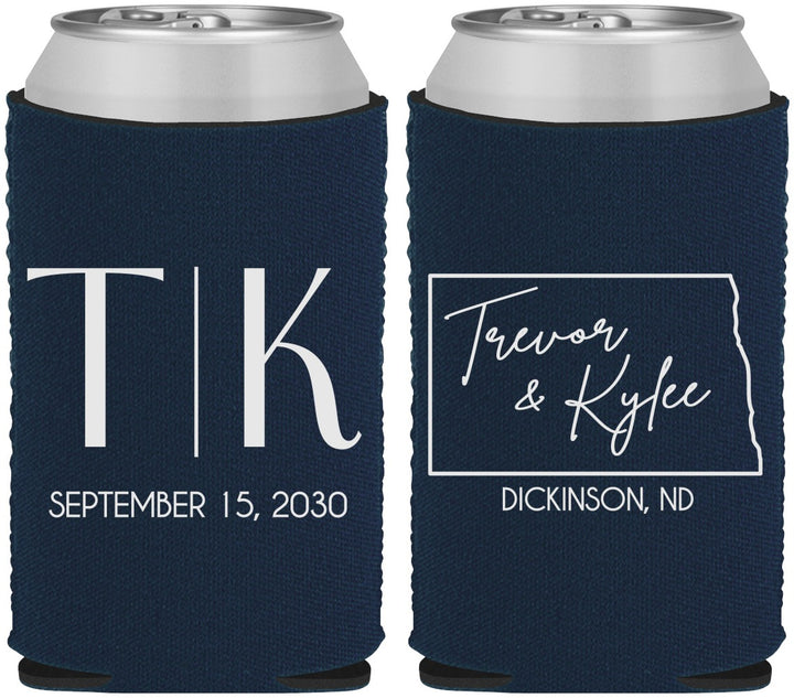 Custom Wedding Neoprene Can Coolers - North Dakota | 133