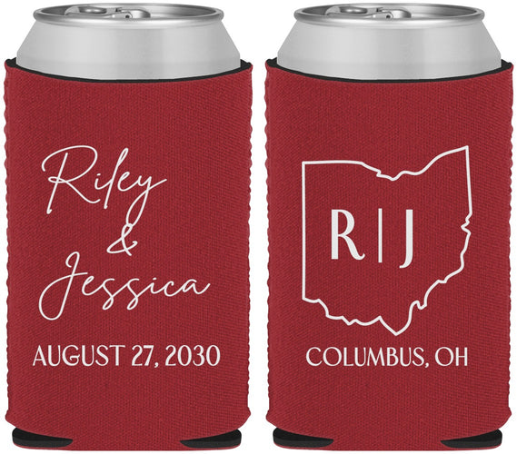 Custom Wedding Neoprene Can Coolers - Ohio | 134