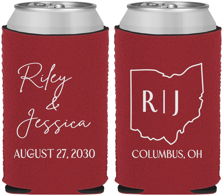 Custom Wedding Neoprene Can Coolers - Ohio | 134