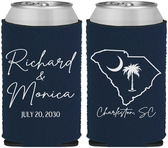 Custom Wedding Neoprene Can Coolers - South Carolina | 139