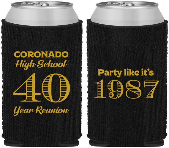 Custom Class Reunion Neoprene Can Coolers - Class Of 1987 40 Year | 140008