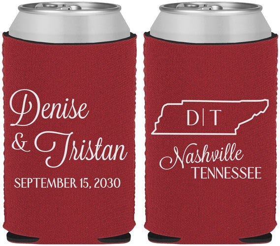 Custom Wedding Neoprene Can Coolers - Tennessee | 141