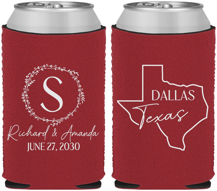 Custom Wedding Neoprene Can Coolers - Texas | 142