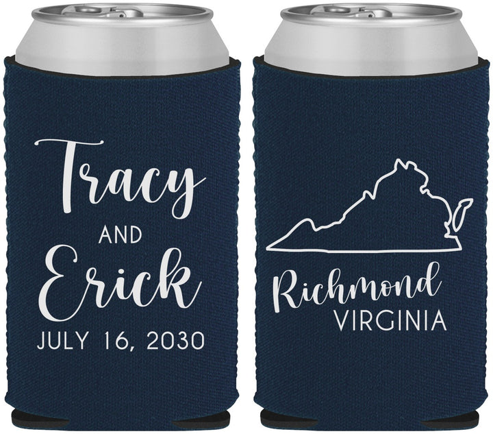 Custom Wedding Neoprene Can Coolers - Virginia | 145