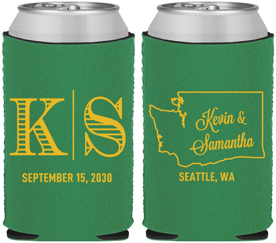 Custom Wedding Neoprene Can Coolers - Washington | 146