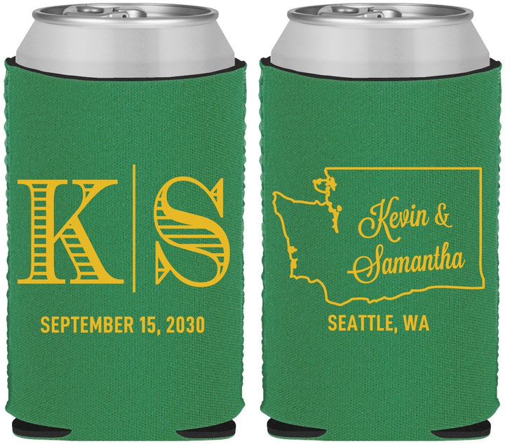 Custom Wedding Neoprene Can Coolers - Washington | 146
