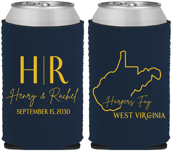 Custom Wedding Neoprene Can Coolers - West Virginia | 147