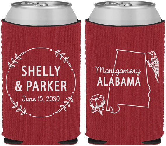 Custom Wedding Neoprene Can Coolers - Alabama | 150