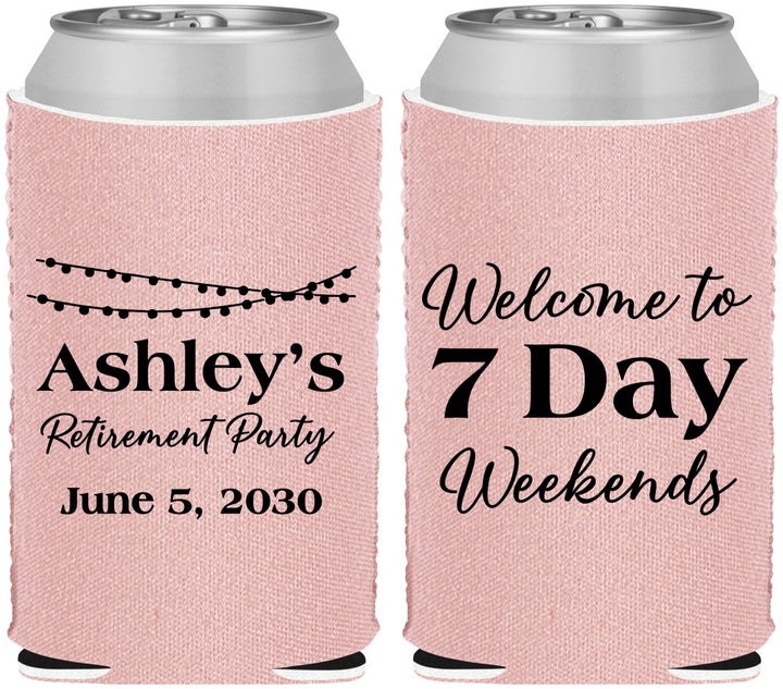 Custom Retirement Neoprene Can Coolers - 7 Day Weekends | 150004