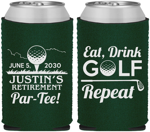Custom Retirement Neoprene Can Coolers - Eat Drink Golf Repeat | 150005
