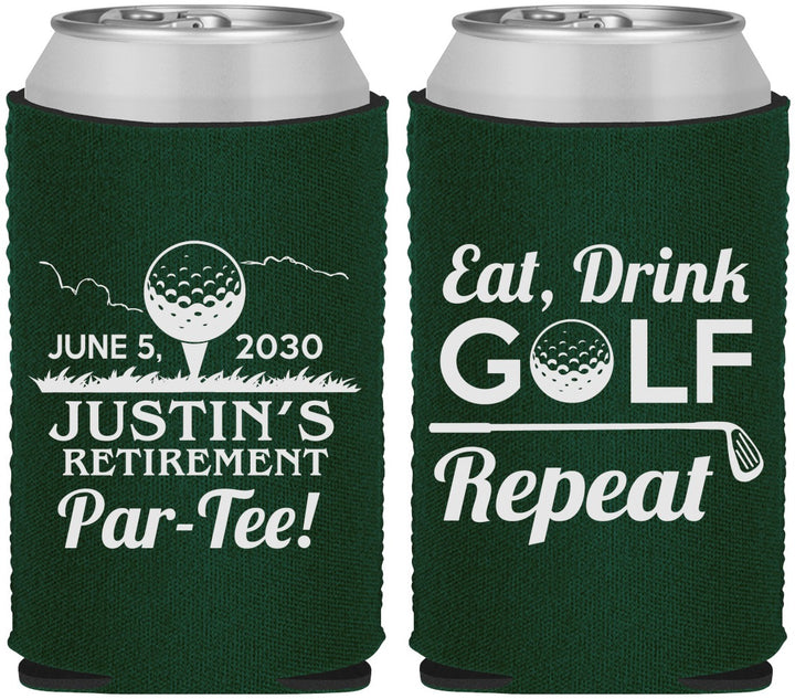 Custom Retirement Neoprene Can Coolers - Eat Drink Golf Repeat | 150005