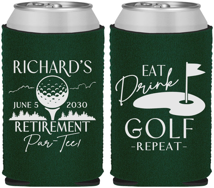 Custom Retirement Neoprene Can Coolers - Eat Drink Golf Repeat | 150006