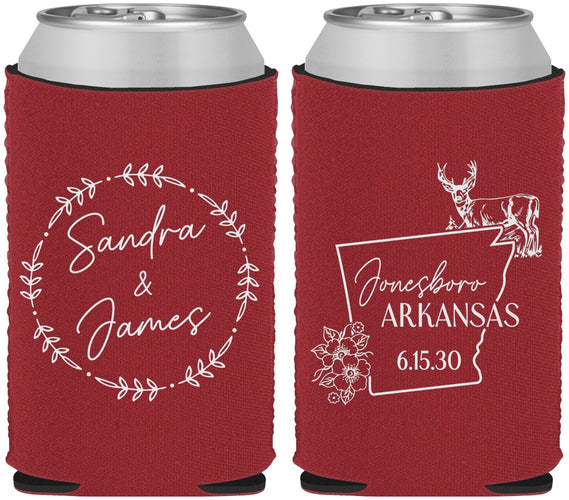 Custom Wedding Neoprene Can Coolers - Arkansas | 153
