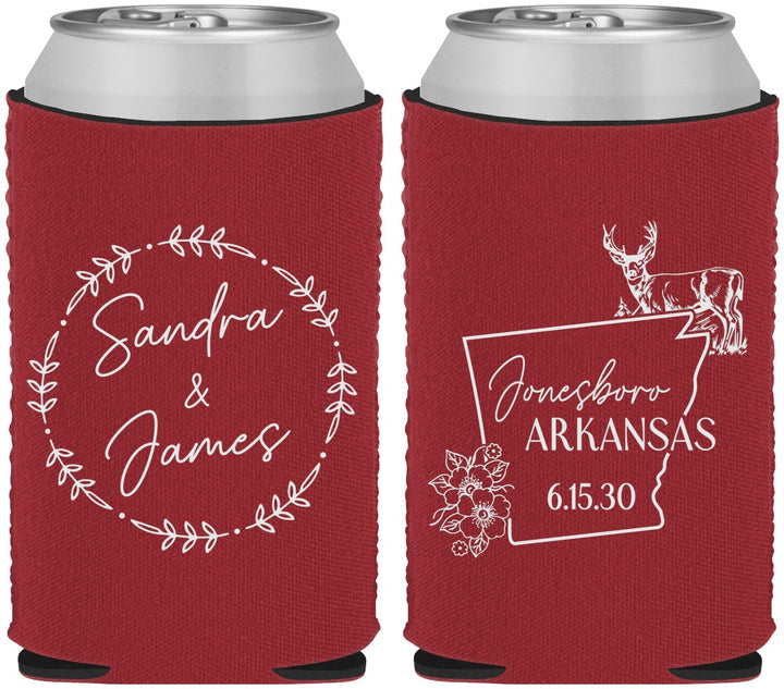 Custom Wedding Neoprene Can Coolers - Arkansas | 153