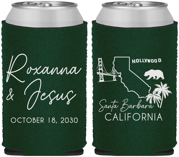 Custom Wedding Neoprene Can Coolers - California | 154