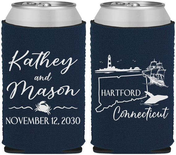 Custom Wedding Neoprene Can Coolers - Connecticut | 156