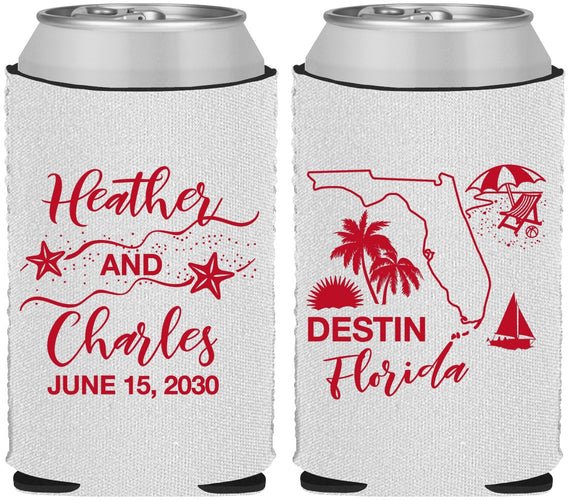 Custom Wedding Neoprene Can Coolers - Florida | 158