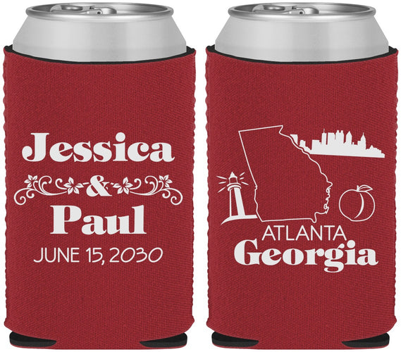Custom Wedding Neoprene Can Coolers - Georgia | 159