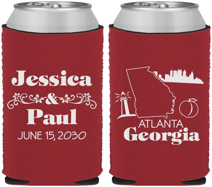 Custom Wedding Neoprene Can Coolers - Georgia | 159