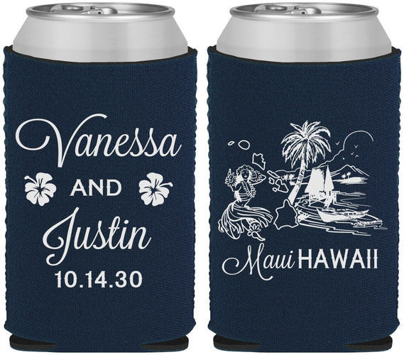 Custom Wedding Neoprene Can Coolers - Hawaii | 160