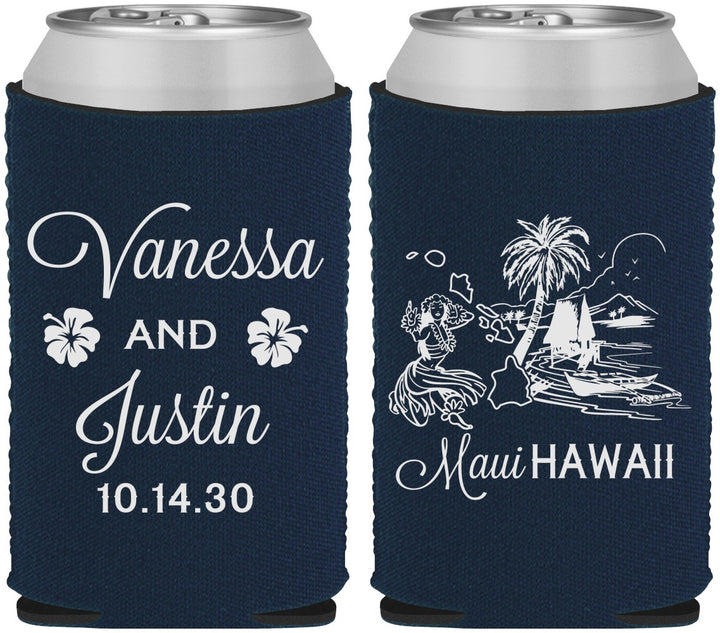 Custom Wedding Neoprene Can Coolers - Hawaii | 160