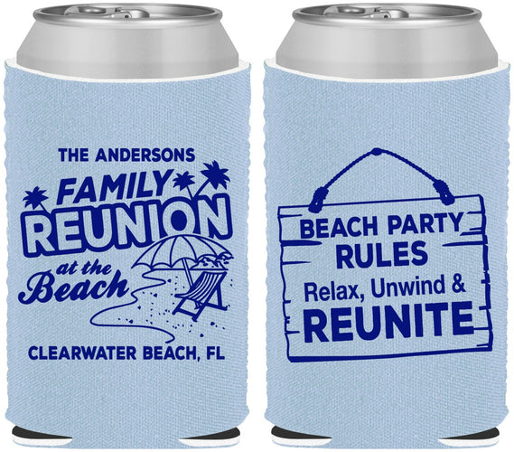 Custom Family Reunion Neoprene Can Coolers - Beach Reunite | 160011
