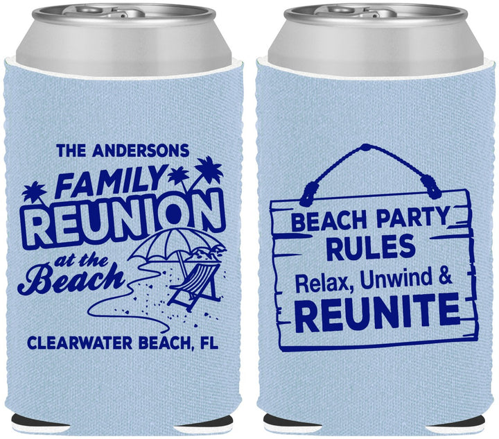 Custom Family Reunion Neoprene Can Coolers - Beach Reunite | 160011
