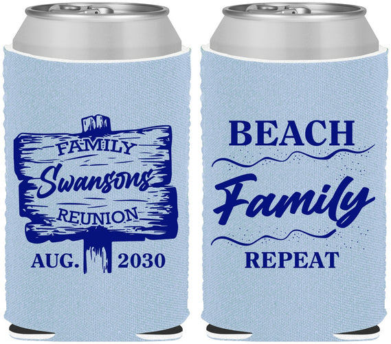 Custom Family Reunion Neoprene Can Coolers - Beach Family Repeat | 160013