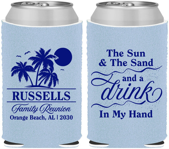 Custom Family Reunion Neoprene Can Coolers - Sun Sand Drink Beach | 160015