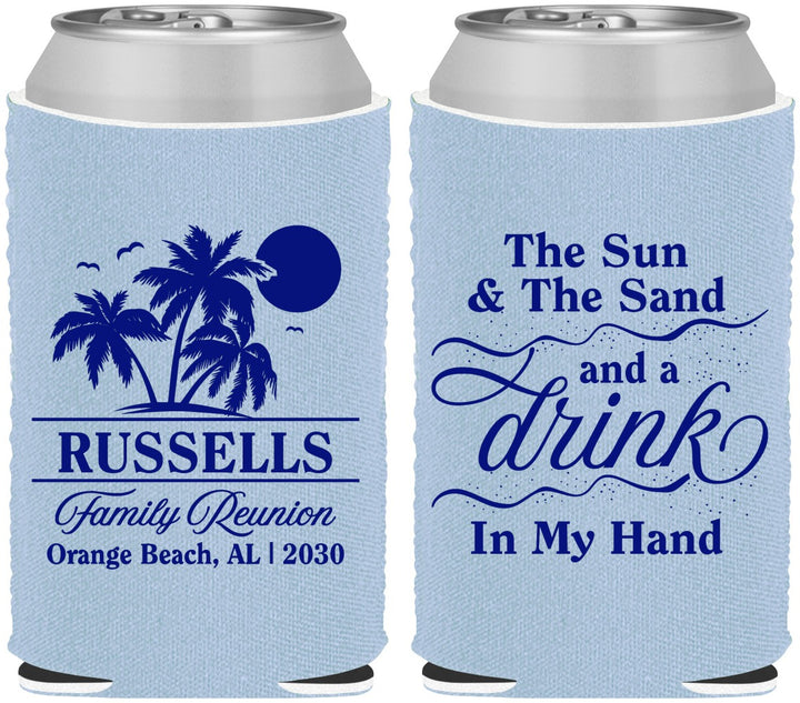 Custom Family Reunion Neoprene Can Coolers - Sun Sand Drink Beach | 160015