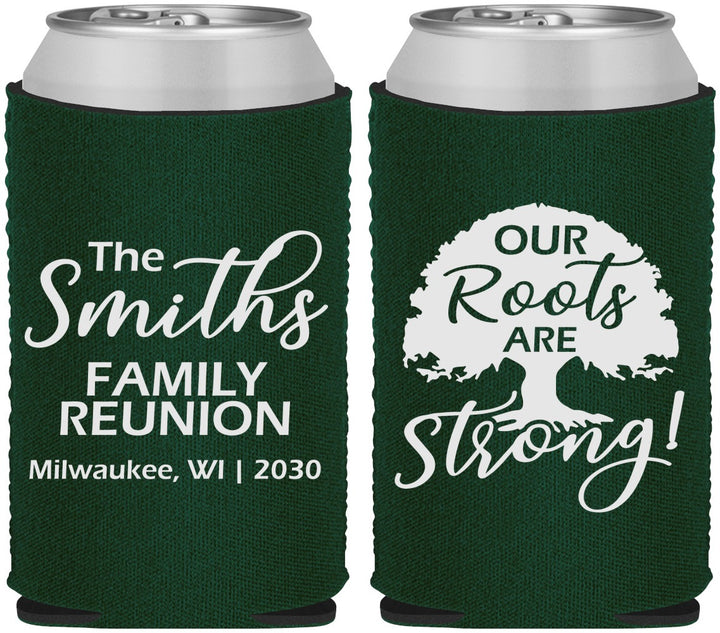 Custom Family Reunion Neoprene Can Coolers - Our Roots Are Strong | 160051