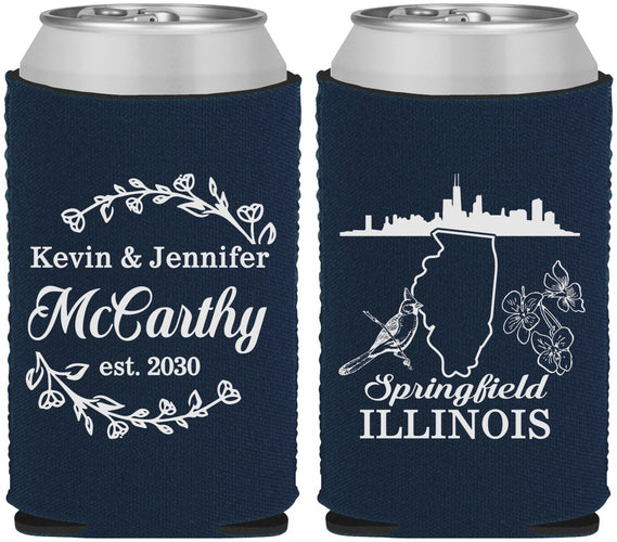 Custom Wedding Neoprene Can Coolers - Illinois | 162