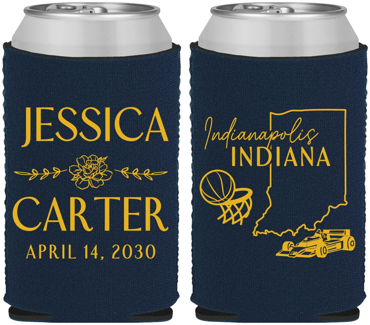 Custom Wedding Neoprene Can Coolers - Indiana | 163