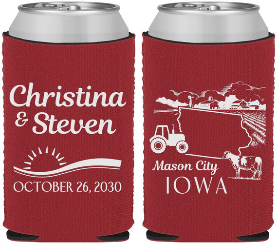 Custom Wedding Neoprene Can Coolers - Iowa | 164