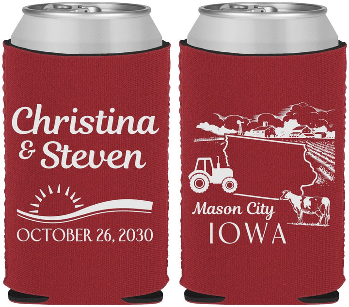 Custom Wedding Neoprene Can Coolers - Iowa | 164