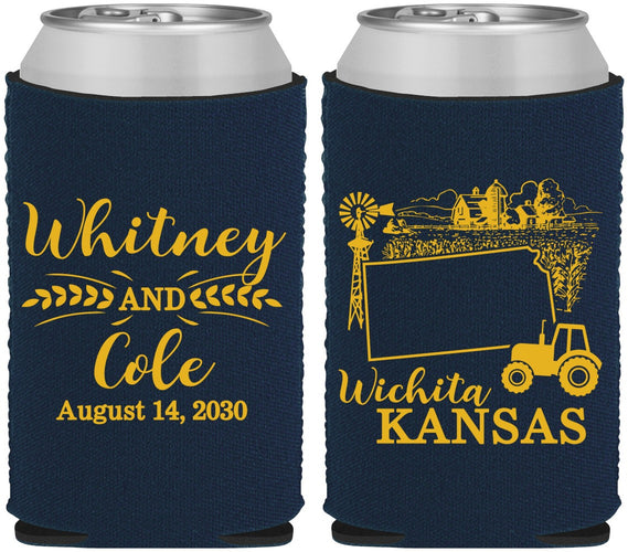 Custom Wedding Neoprene Can Coolers - Kansas | 165