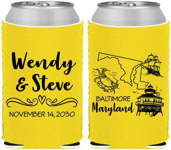 Custom Wedding Neoprene Can Coolers - Maryland | 169