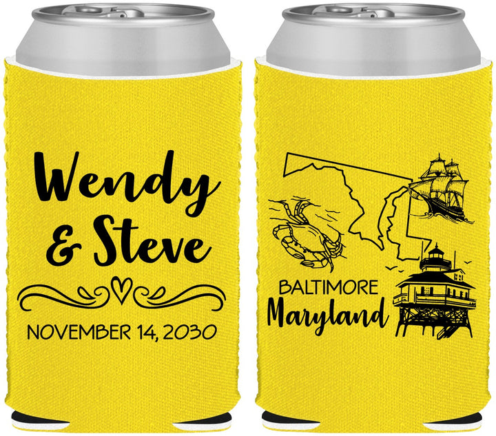 Custom Wedding Neoprene Can Coolers - Maryland | 169