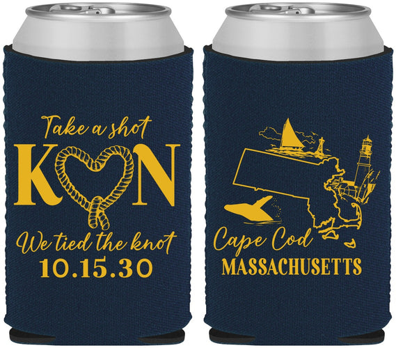 Custom Wedding Neoprene Can Coolers - Massachusetts | 170