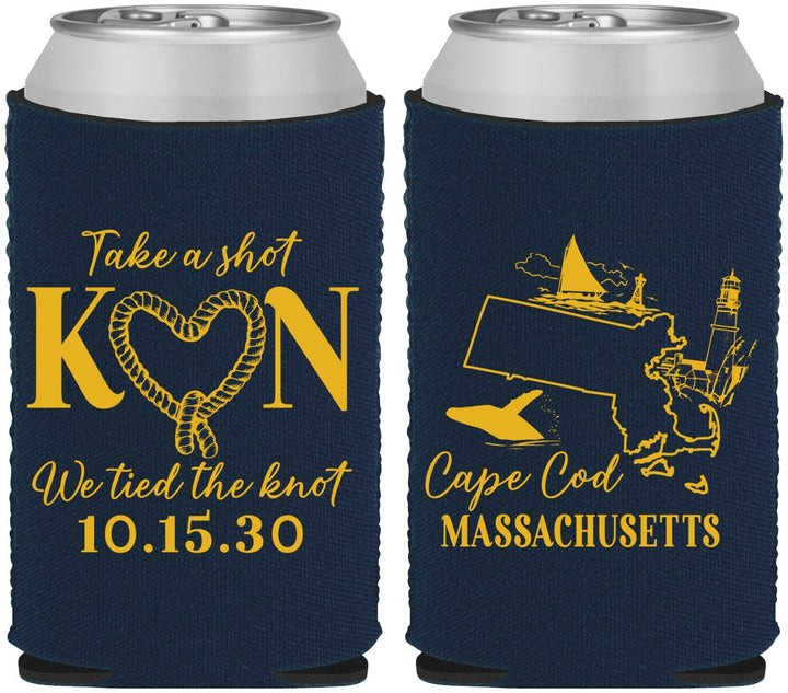Custom Wedding Neoprene Can Coolers - Massachusetts | 170