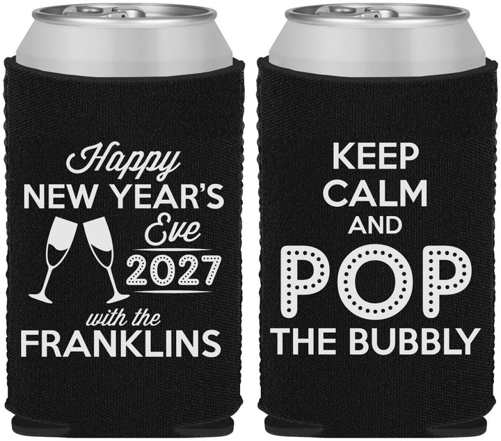Custom New Years Neoprene Can Coolers - 2027 Pop The Bubbly | 170006